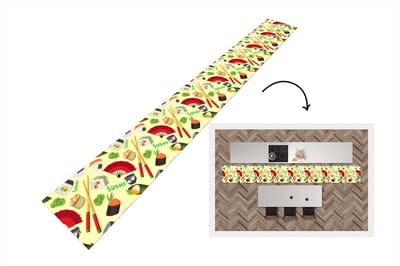 Keukenloper - Keukenmat - Sushi - Japan - Patronen - 400x50 cm - Keuken vloerkleed