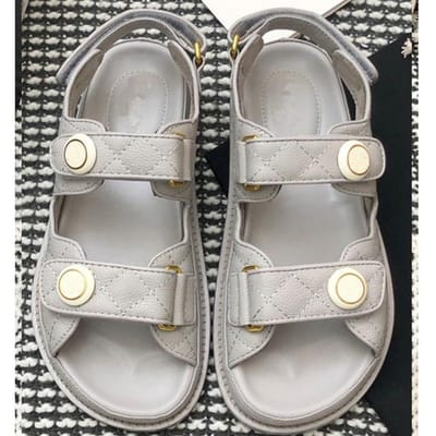 Echt Leer Dames Papa Sandalen Designer Zwarte Strand Schoenen Voor Zomer Femmes Sandales Sandalias De Mujer 39 gray