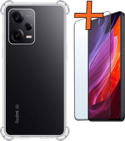 Hoes - Met Screenprotector - Geschikt voor Xiaomi Redmi Note 12 Pro+ - Sterk & Shockproof - Siliconen Case - Back Cover - Telefoon Hoes - Shock Proof - Transparant