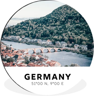 WallCircle - Wandcirkel - Muurcirkel - Duitsland - Heidelberg - Zomer - Aluminium - Dibond - 30x30 cm - Binnen en Buiten
