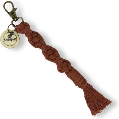 Macramé Sleutelhanger - Spiral Knots - Rood/Roestbruin - Katoenkoord - Prijs per Stuk - Inclusief Verzendkosten