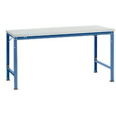 Manuflex basistafel UNIVERSAL Speciaal, 1750 x 1000 mm, melamine lichtgrijs, briljantblauw