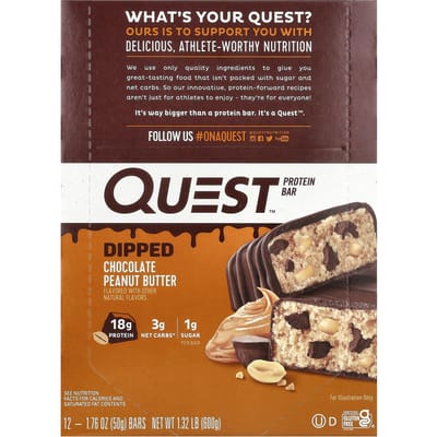 Quest Nutrition, Barre Protéinée, Chocolat Noir Beurre de Cacahuète, 12 Barres, 1,76 oz (50 grammes) Chaque