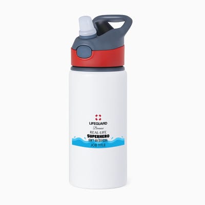Hacebo® - 'S werelds beste badmeester waterfles met rietje rood - Badmeesters - s werelds beste badmeester - cadeau badmeester - zwemmen - zwemdiploma - cadeau - kado - gift - geschenk - vaderdag - lifeguard - water fles - 650ML