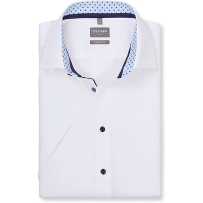 OLYMP Luxor comfort fit overhemd - korte mouw - twill - wit - Strijkvrij - Boordmaat: 40 (EU maat: M)