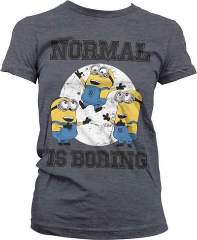Minions Dames Tshirt -S- Normal Life Is Boring Grijs