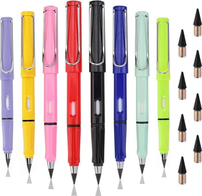 Oneindig Potlood Set 10 Stuks – Grijs – Eeuwig Potlood met Gum & 10 Gratis Draaipunten