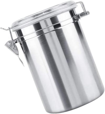 Grote RVS Koffietin met Luchtdichte Deksel voor Koffiebonen, Thee en Suiker - 10 x 10 x 17 cm