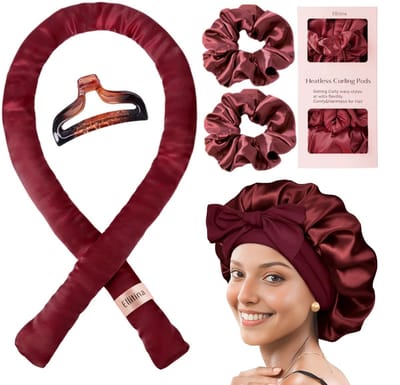 Livano Zijden Slaapmuts - Satijnen Nachtmuts - Silk Bonnet - Sleep Cap - Haarverzorging - Satin - Verstelbaar - Voor Zacht & Stralend Haar - 5-Delige Set - Wijn Rood
