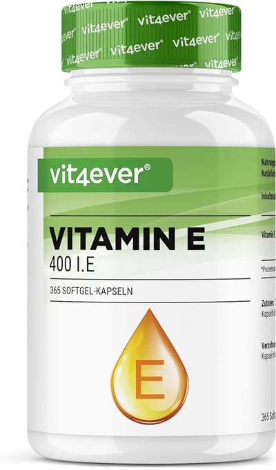 Vitamine E 400 I.E. - 365 Softgel Capsules - Premium: Natuurlijke Vitamine E uit Zonnebloemen - 12 Maanden Voorraad - Hoog Gedoseerd - Vit4ever