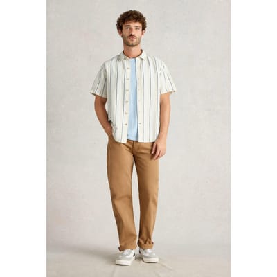 White Stuff Keswick Ss Stripe Linen Shirt Natural Multi Maat: S | Casual Overhemden Outlet | Heren | Beige