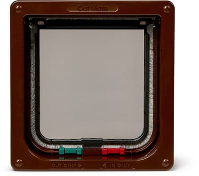 Cat Mate Afsluitbaar Kattenluik - 4 Vergrendelingsstanden - Kattenluik Met Tunnel - 19,2 x 20 cm - Bruin 235B
