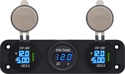 ProRide 12V USB Autolader 2 Poort - P19102 - Drievoudig inbouw met Voltmeter