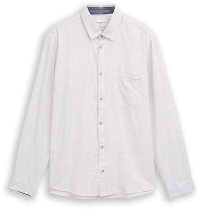 Tom Tailor - Regular fit overhemd met borstzak - Maat XXL - chalk grey white structure