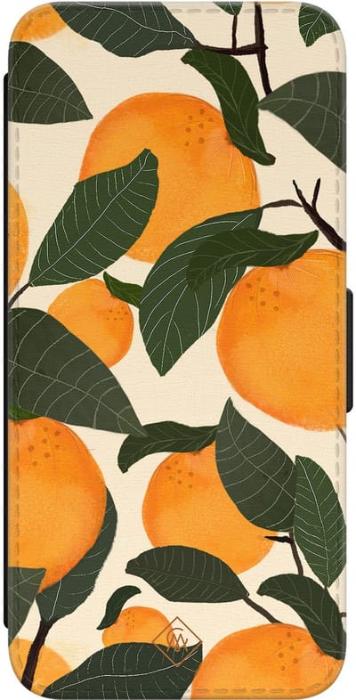 Casimoda® bookcase - Geschikt voor Samsung Galaxy S24 - Hoesje met pasjeshouder - Orange Garden - Multi - Kunstleer