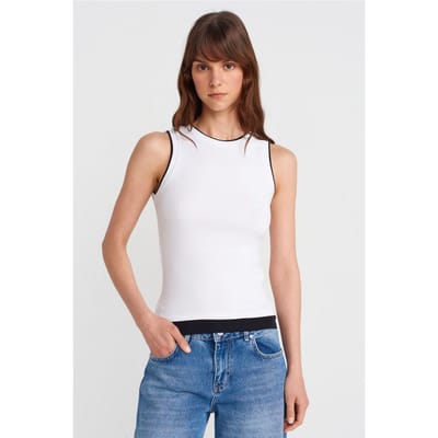 Mouwloze Geribbelde Katoenen Blouse