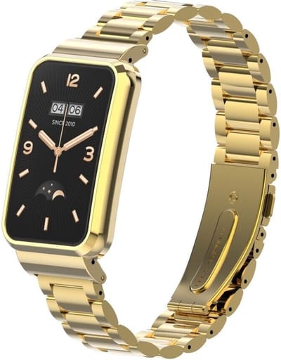 Stalen Smartwatch bandje - Geschikt voor Xiaomi Smart Band 7 Pro stalen bandje - goud - Strap-it Horlogeband / Polsband / Armband