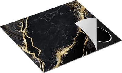 Chefcare Inductie Beschermer Abstracte Kunst - Marmer met Gouden Tinten - 60x50 cm - Afdekplaat Inductie - Kookplaat Beschermer - Inductie Mat