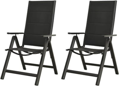 Inklapbare tuinstoelen - Outdoor stoelen - Ontspannen buiten zitten - Verstelbare rugleuning - 2 stuks - Zwart