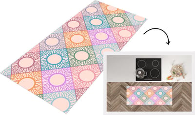 Keukenloper - Loper keuken - Zonnebloem - Ruit - Patronen - 120x50 cm - Keukenloper vinyl