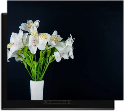 KitchenArt - White Whisper - Inductie Beschermer - 65x52 cm - Kookplaat Beschermer - Luxe Afdekplaat Inductieplaat - Anti-slip & Oprolbaar - Beschermmat Inductiekookplaat