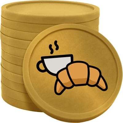 CombiCraft croissant met koffie munten goud Ø29mm enkelzijdig bedrukt - 100 stuks