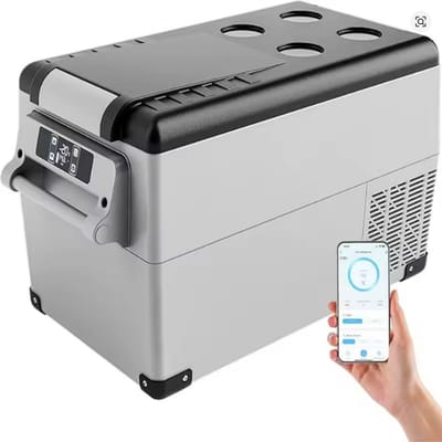 Draagbare Compressor Koelkast – 30,6–49,4 Liter – APP-Bediening – 12V/240V – Temperatuurbereik -20°C tot +20°C – Voor Auto, Camping en Reizen