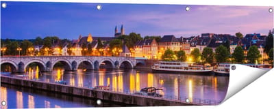Gards Tuinposter Maastricht Maas Rivier bij de Sint Servaasbrug - 120x40 cm - Tuindoek - Tuindecoratie - Wanddecoratie buiten - Tuinschilderij