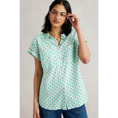 White Stuff Ellie Organic Cotton Shirt Green Multi Taglia: 10 | Magliette intime Outlet | Donna | Verde