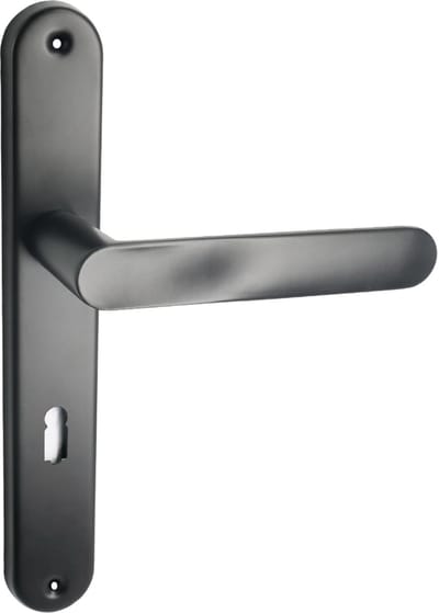 Domino® Deurkrukgarnituur OVAL - Zwart - BB- gladde sleutel met Rozette - Deurbeslag van aluminium - Deurklink voor kamerdeur, kantoordeur, kelderdeur en binnendeur