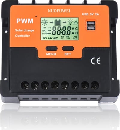 Zonne-laadregelaar 100 A met Temperatuursensor en USB-poorten voor 12V, 24V en 48V Systemen