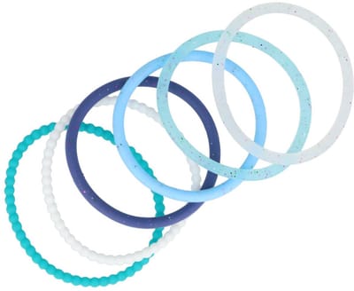 Haarsoires Haarelastieken Basic - Siliconen Anti-slip - Wit Blauw - Set van 6 - Eenvoudige Haar Elastieken voor Dagelijks Gebruik