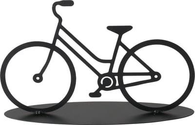 Metalen decoratieve damesfiets zwart op een voetje 30 cm