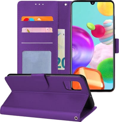 Hoesje - Geschikt voor Samsung Galaxy A41 - Luxe Bookcase - Walletcase Hoes - Portemonnee - Cover - Telefoonhoes - Paars