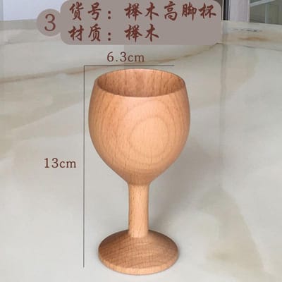 Handgemaakte Natuurlijke Sparrenhouten Kelkbeker Milieuvriendelijk Klassiek Wijnglas Rond Rode Wijn Theekop Massief Houten Kelken Drinkgerei 110-150 beige