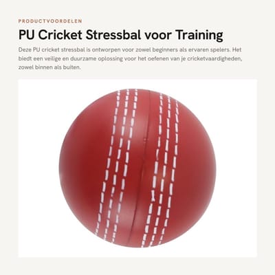 Dailygoods- Cricketbal PU - Oefenbal - Stressbal - Indoor/Outdoor Training - Duurzaam - Zacht en veilig - Traditionele stiksels