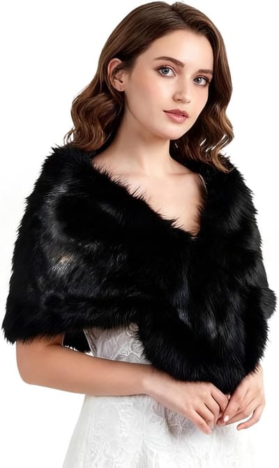 Dames Faux Fur Colshawl voor de Winter, Warme Sjaal en Stola voor Feestjes en Koude Dagen