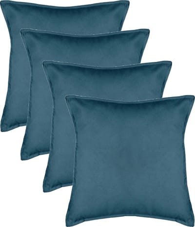 Atmosphera Bank/sierkussens huiskamer Sophia - 4x stuks - 53 x 53 cm - Blauw - polyester - met rits