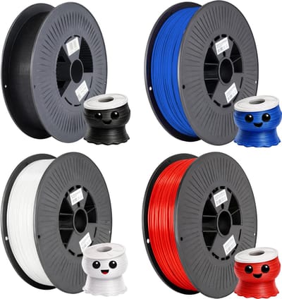 PLA+ 4KG Voordeelpakket 3D Printer Filament 1.75 mm - Zwart, Wit, Rood, Blauw - 4 kg - Hoge Kwaliteit en Duurzaam - Compatibel met Creality, Bambu Lab, Esun en Meer - Perfect voor Prototypes, Modellen en Accessoires - Professioneel en Thuisgebruik