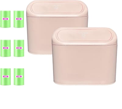 Prullenbak - Witte Opruimgemak, Dubbele Set Kleine Automatische Prullenbakken met 120 Gratis Vuilniszakken, Hangende Opbergdozen met Deksel voor een Frisse, Netjes Georganiseerde Ruimte - Perfecte Auto Accessoires voor Kamertafels, Voertuigen en Meer