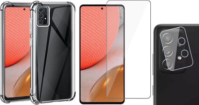 Hoesje geschikt voor Samsung Galaxy A72 - Shock Proof Case - Transparant - Met Screenprotector en Camera Screen Protector