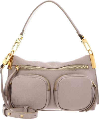 COCCINELLE Leren Handtas Schoudertas Hyle Handbag Grained Leather Powder Pink Beige