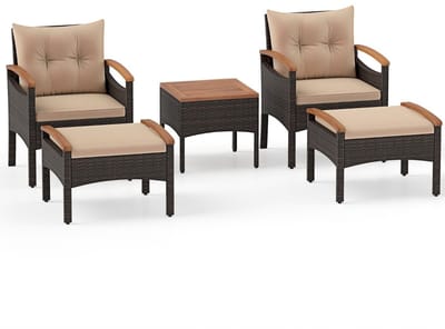 Balkonset 2 personen - Tuinset - Bistroset - Mix van Bruin - Weerbestendig - 5 delig - Tuintafel en 2 stoelen - 2 personen - Metaal