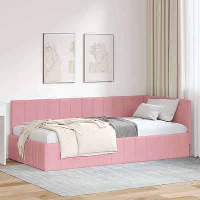 vidaXL - Hoek - Bed - Frame - Roze - 100 - x - 200 - cm - Fluweel