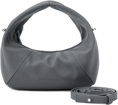 LES VISIONNAIRES Greta Schoudertas Leder 20 cm - Dames - titanium grey
