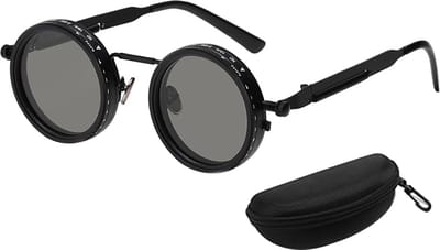 Gepolariseerde zonnebril met verstelbare lenskleur (1-9 niveaus), rond montuur, geschikt voor mannen, UV-bescherming, ideaal voor stranduitjes.