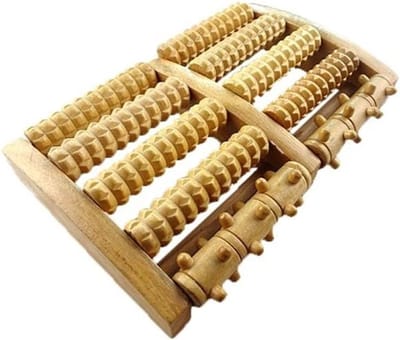 SnelShoppen - Houten Voetmassage Roller - Dubbele Voet Roller van Hout voor Reflexologie, Ontspanning en Verlichting van Plantaire Fasciitis - Perfect