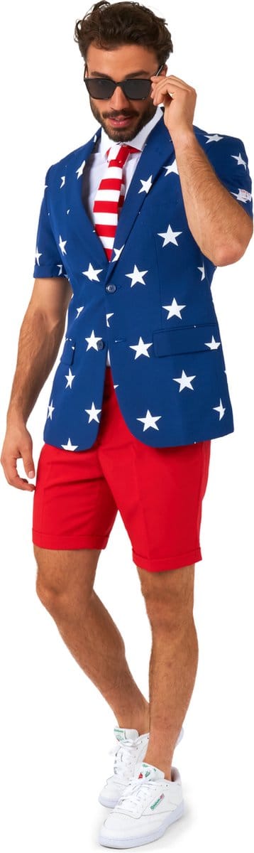 OppoSuits Stars and Stripes - Heren Zomer Pak - Carnavalskleding - Kostuum - Gekleurd - Feest - Maat 46