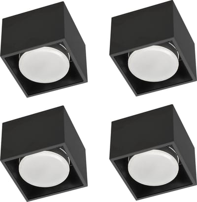 Cube Plafonniere met 1 lichtpunt - Draaibaar licht - Staal - 10 x 8 cm - GX53 - Zwart - 4PACK - Plafonnieres - Plafoniere slaapkamer - Plafondlamp - Plafondlampen - Badkamerlamp - Plafond lamp