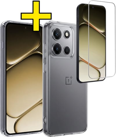 Hoesje - Met Screenprotector - Geschikt voor OnePlus Nord 6 - Sterk & Shockproof - Back Cover - Siliconen Case - Telefoon Hoes - Telefoonhoesjes - Transparant